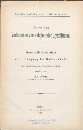 Ueber das Vorkommen von subpleuralen Lymfdrüsen