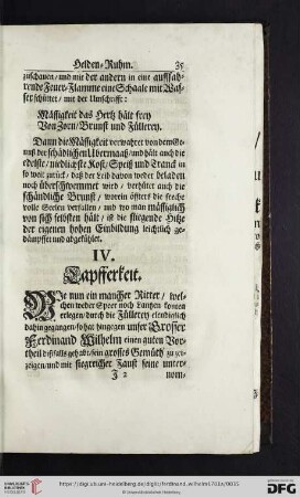 IV. Tapfferkeit