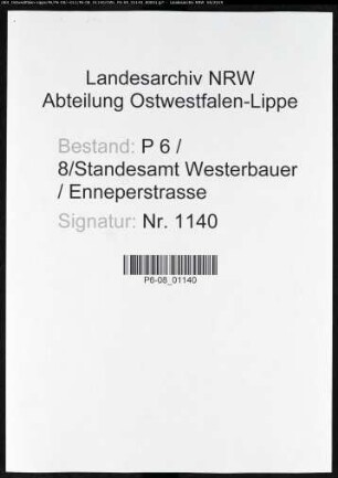Sterberegister Standesamt Hagen-Enneperstraße (Sitz Westerbauer)