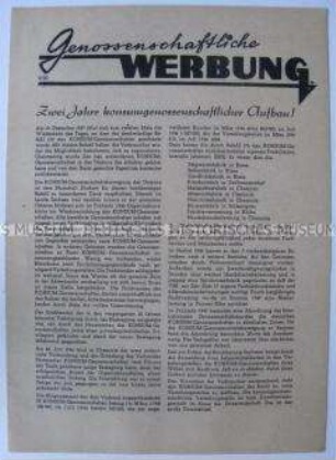 Mittteilungsblatt der Sächsischen Konsumgenossenschaften mit einer Bilanz der letzten zwei Jahre