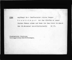 Dokument zur Familiengeschichte Brenzinger