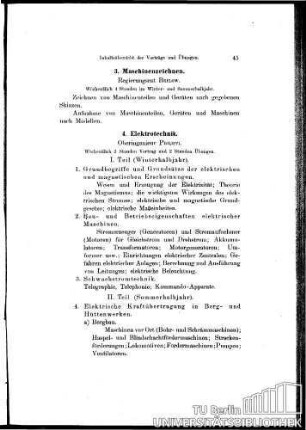 IV. Maschinenlehre, Elektrotechnik, Baukonstruktionslehre