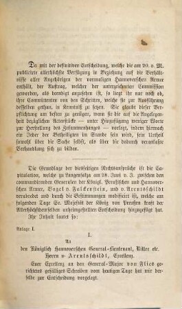 Bericht der von den Officieren der vormaligen Hannoverschen Armee zur Vertretung ihrer Rechte aus der Capitulation vom 28./29. Juni v. J. erwählten Commission