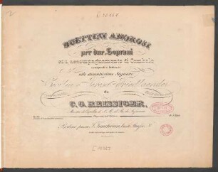 Duettini Amorosi : per due Soprani con accompagnamento di Cembalo : Op. 112. ; (Libretto 2do dei Duetti amorosi)