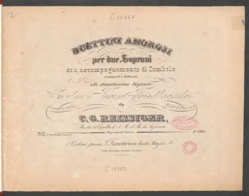 Duettini Amorosi : per due Soprani con accompagnamento di Cembalo : Op. 112. ; (Libretto 2do dei Duetti amorosi)