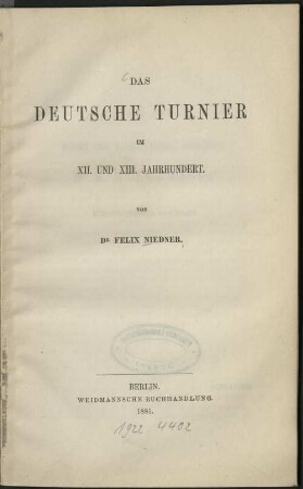 Das deutsche Turnier im 12. und 13. Jahrhundert
