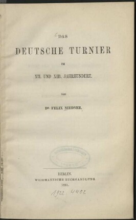 Das deutsche Turnier im 12. und 13. Jahrhundert