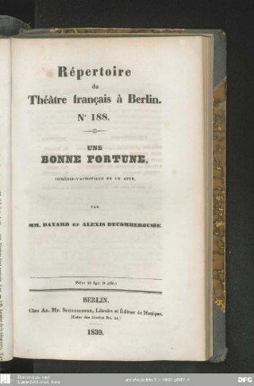 Une bonne fortune : comédie-vaudeville en un acte