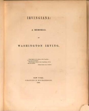Irvingiana : a memorial of Washington Irving