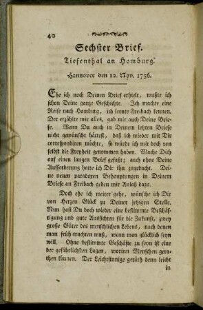 Sechster Brief. - Siebenter Brief.