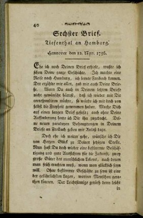Sechster Brief. - Siebenter Brief.