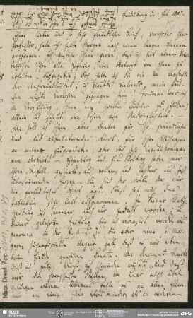 Eigenh. Brief von Heinrich Voß an August Wilhelm von Schlegel, Heidelberg, 01.07.1807