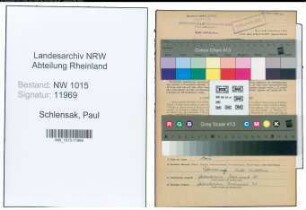 Entnazifizierung Paul Schlensak , geb. 25.05.1900 (Schlosser)