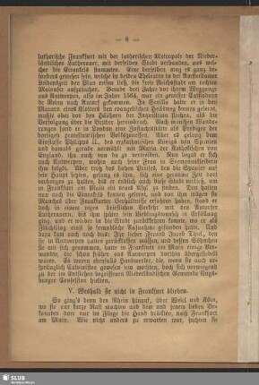 V. Weshalb sie nicht in Frankfurt blieben