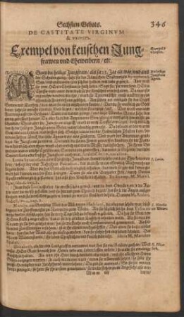 De Castitate Virginum & uxorum. Exempel von keuschen Jungfrauen und Eheweibern/ etc.