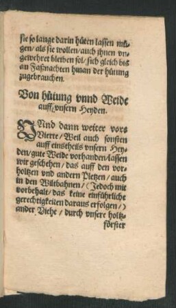 Von hütung unnd Weide auff unsern Heyden.