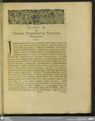 Caput I. De Impedito Jurisprudentia Naturalis Progressu