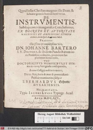 De Instrumentis : Subsequentes inaugurales Conclusiones