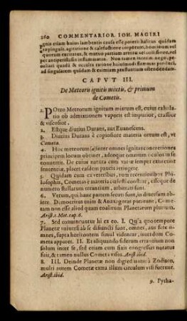 Caput III. De Meteoris ignitis mixtis, [et] primum de Cometis.