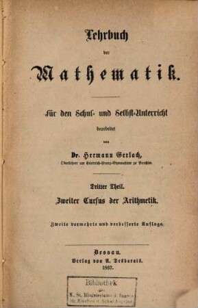 Lehrbuch der Mathematik : Für den Schul- und Selbst-Unterricht. 3