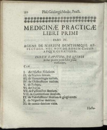 Pars IV. Agens De Narium Dentiumque Affectibus, Nec Non De Eorum Causis Atque Curatione.