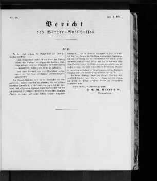 Nr. 18 Bericht des Bürger-Ausschusses. 3. Juni 1861