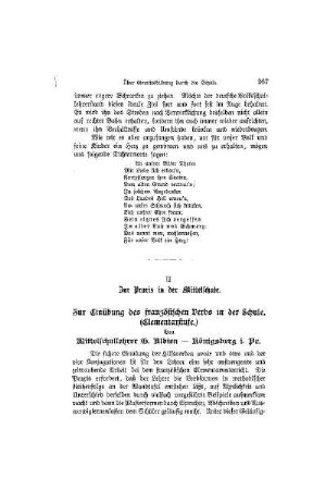 Zur Einübung des französischen Verbs in der Schule (Elementarstufe)