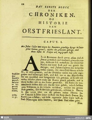 Dat Eerste Boeck Der Chronicken. Of Historie Van Oestfrieslant