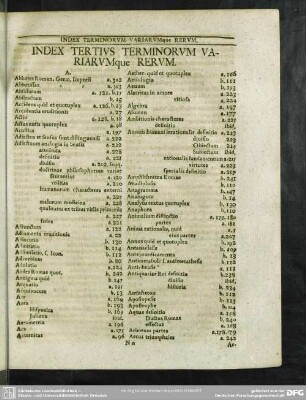 Index Tertius Terminorum Variarumque Rerum