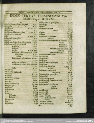 Index Tertius Terminorum Variarumque Rerum