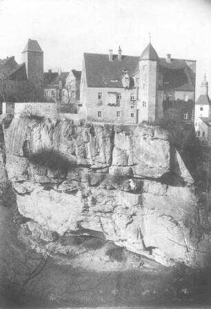 Hohnstein. Burg. Ansicht über den Bärengarten von Südost