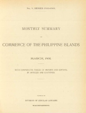 No. 9, Series 1900 - 1901. March 1901