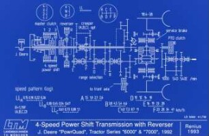 4-Speed Power Shift Transmission with Reverser J. Deere "PowrQuad", Tractor Series "6000 u. 7000", 1992