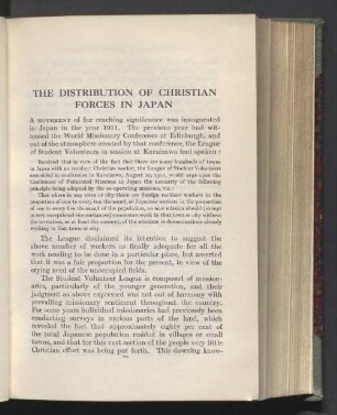 The distribution of christian forces in Japan