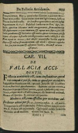 Cap. VII. De Fallacia Accidentis.