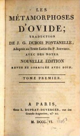 Les metamorphoses d'Ovide