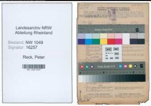 Entnazifizierung Peter Reck , geb. 26.06.1891 (Angestellter)