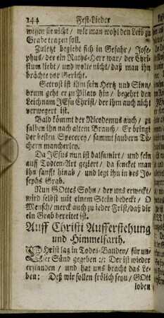 Auff Christi Aufferstehung und Himmelfarth.