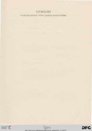 Gemälde, verzeichnet von Jakob Rosenberg (Nr. 1-18)