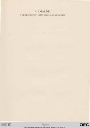 Gemälde, verzeichnet von Jakob Rosenberg (Nr. 1-18)
