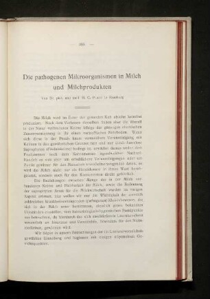 Die pathogenen Mikroorganismen in Milch und Milchprodukten