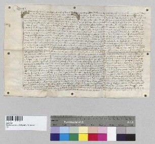 Konrad Pucher, und die Schwestern des verstorbenen Thomas Pucher Anna, Margarethe, Mass und Agnes verkaufen an Andreas den Aigner zu Aign in der Pfarrei Bayerbach (? Pewrbekch) im Gericht Erding vier Pfd. La. Pfg. jährliche Gült aus der Pucher-Hube, die in der Pfarrei Velden im Gericht Erding liegt. S: Kaspar der Pucher, Richter zu Fraunhofen