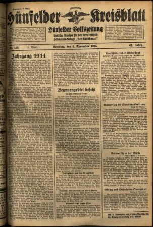 Erste Ausgabe vom Samstag, den 02. November 1935.