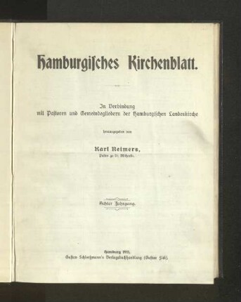 8.1911: Hamburgisches Kirchenblatt