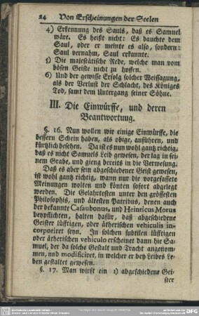 III. Die Einwürffe, und deren Beantwortung