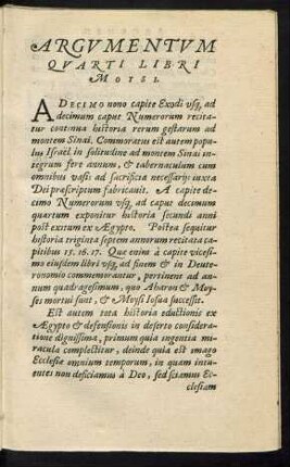Argumentum Quarti Libri Moysi.