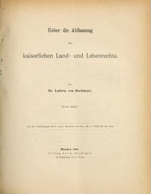 Über die Abfassung des kaiserlichen Land- und Lehenrechts, 2