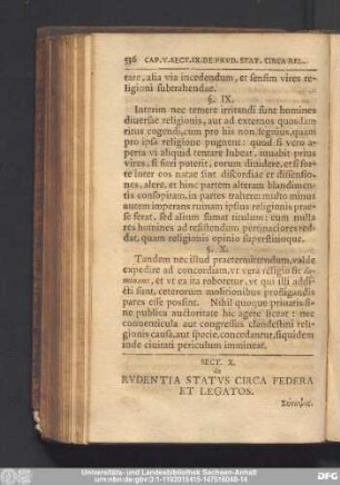 Sect. X. de Prudentia Status Circa Federa Et Legatos.