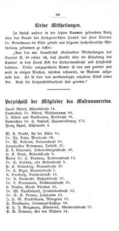 Verzeichniß der Mitglieder des Museumsvereins.