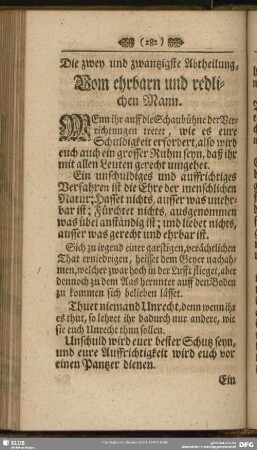 Die zwey und zwantzigste Abtheilung, Vom ehrbarn und redlichen Mann